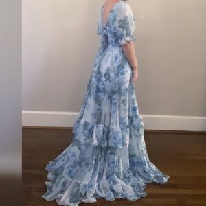 Vintage style corset floral ruffle prom dress or non traditional wedding dress